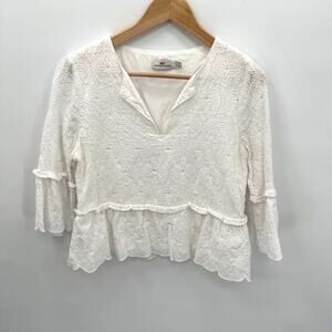 VINEYARD VINES 3/4 Sleeve White Island Eyelet Top Blouse // XS